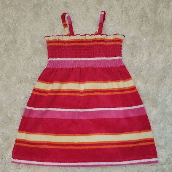 JANIE AND JACK TERRYCLOTH RED STRIPED SWIM COVER-UP DRESS, SIZE 12-18 MONTHS - Picture 1 of 4